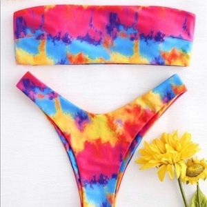 Bandeau High Cut Tie Dye Zaful Bikini